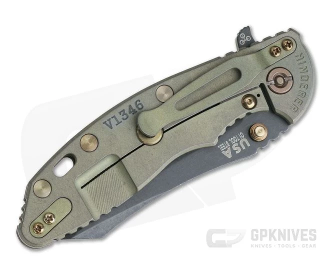 Hinderer XM-18 3.5" Vintage Series Parkerized O1 Skinner Textured Walnut Battle Green Tri-Way Pivot Flipper 0861 - Image 2