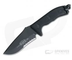 Microtech Currahee S/E Black Partial Serrated Elmax Fixed Blade Knife