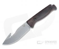 Benchmade Hunt Saddle Mountain Skinner with Gut Hook Stonewashed S30V Stabilized Wood Fixed Blade Knife 15004