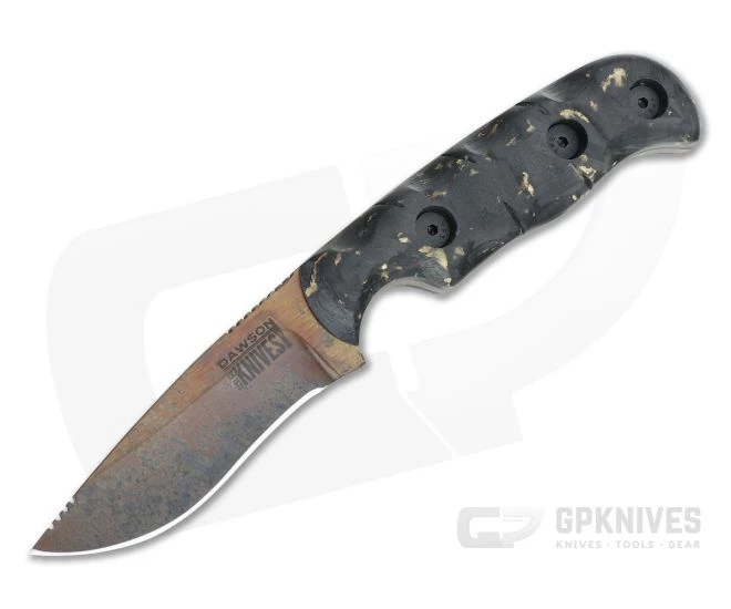 Dawson Knives Deep Notch Arizona Copper 3V Gold Fleck Carbon Fiber Fixed Blade