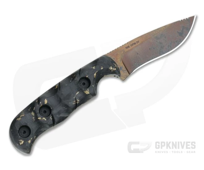 Dawson Knives Deep Notch Arizona Copper 3V Gold Fleck Carbon Fiber Fixed Blade - Image 3