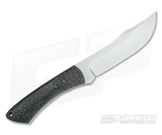 Aaron Frederick 3PS Scimitar CPM-154 Fixed Blade Damascus Bolster Carbon Fiber - Image 3
