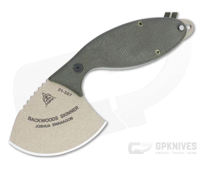 TOPS Backwoods Skinner Coyote Tan Ulu Green Canvas Micarta Fixed Blade SKIN-01