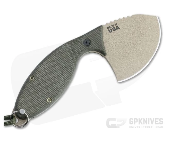 TOPS Backwoods Skinner Coyote Tan Ulu Green Canvas Micarta Fixed Blade SKIN-01 - Image 3