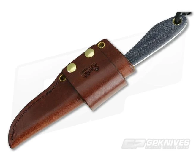 Smith & Sons Spur Original Patina 1095 Shadetree Denim Canvas Micarta EDC Fixed Blade 01 - Image 2