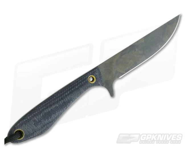 Smith & Sons Spur Original Patina 1095 Shadetree Denim Canvas Micarta EDC Fixed Blade 01 - Image 3