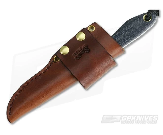 Smith & Sons Spur Original Patina 1095 Shadetree Denim Canvas Micarta EDC Fixed Blade 03 - Image 2