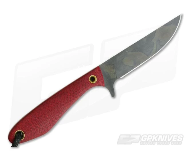 Smith & Sons Spur Original Patina 1095 Ruby Shadetree Burlap Micarta EDC Fixed Blade 01 - Image 3