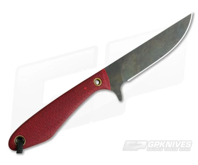 Smith & Sons Spur Original Patina 1095 Ruby Shadetree Burlap Micarta EDC Fixed Blade 04 - Image 3
