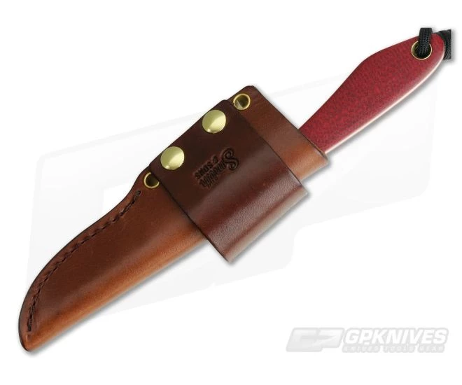 Smith & Sons Spur Original Patina 1095 Ruby Shadetree Burlap Micarta EDC Fixed Blade - Image 2